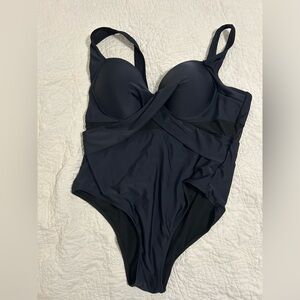 SHEIN Elegant Black Mesh Swimsuit
